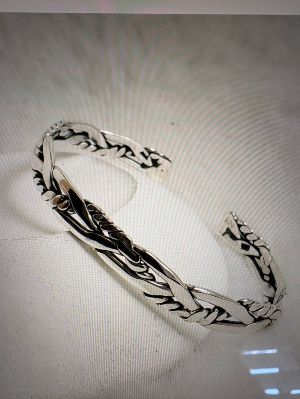 Sterling Silver Hand MadeTwisted Rope Cuff Bracelet - Picture 3 of 3